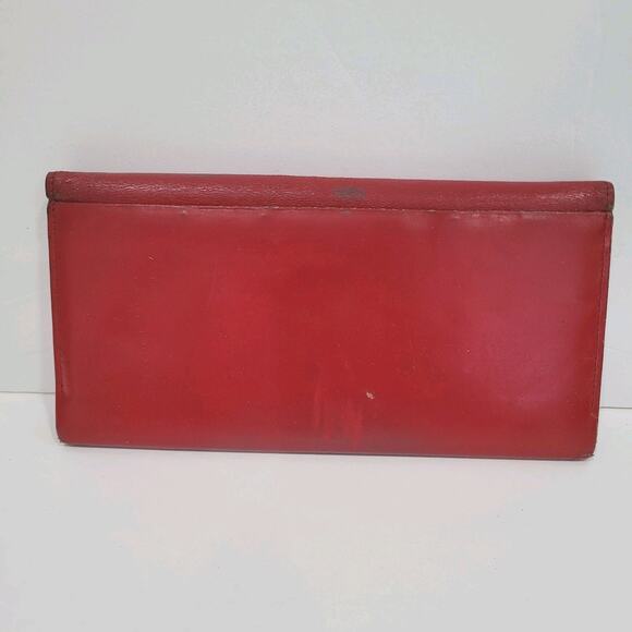 Burberry Leather Wallet Red Clutch Logo Large Nova Designer Vintage Folding Fair - Picture 2 of 13